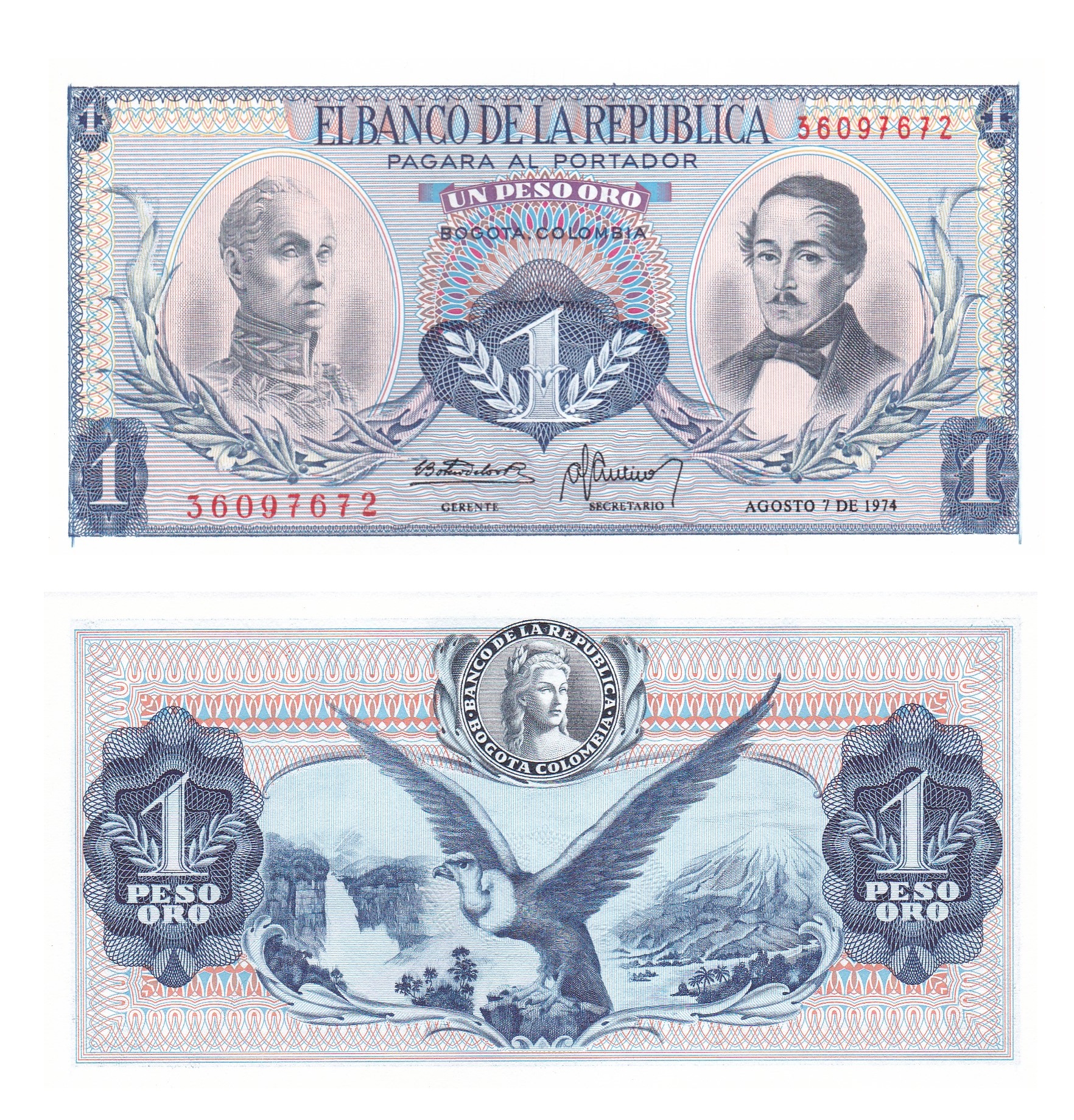 Colombia #404e  1 Peso Oro